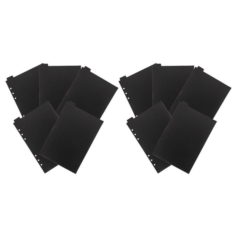 A5 6 Hole Loose Leaf Binder Dividers Page Markers Black Plastic Tabs with Index Pages 2 Sets - Image 2