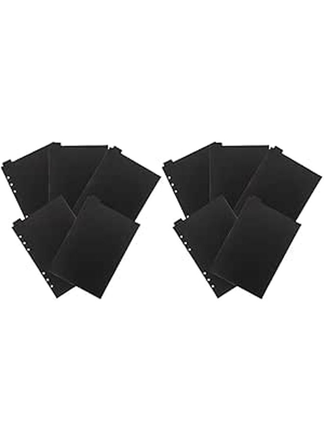 A5 6 Hole Loose Leaf Binder Dividers Page Markers Black Plastic Tabs with Index Pages 2 Sets - Image 1