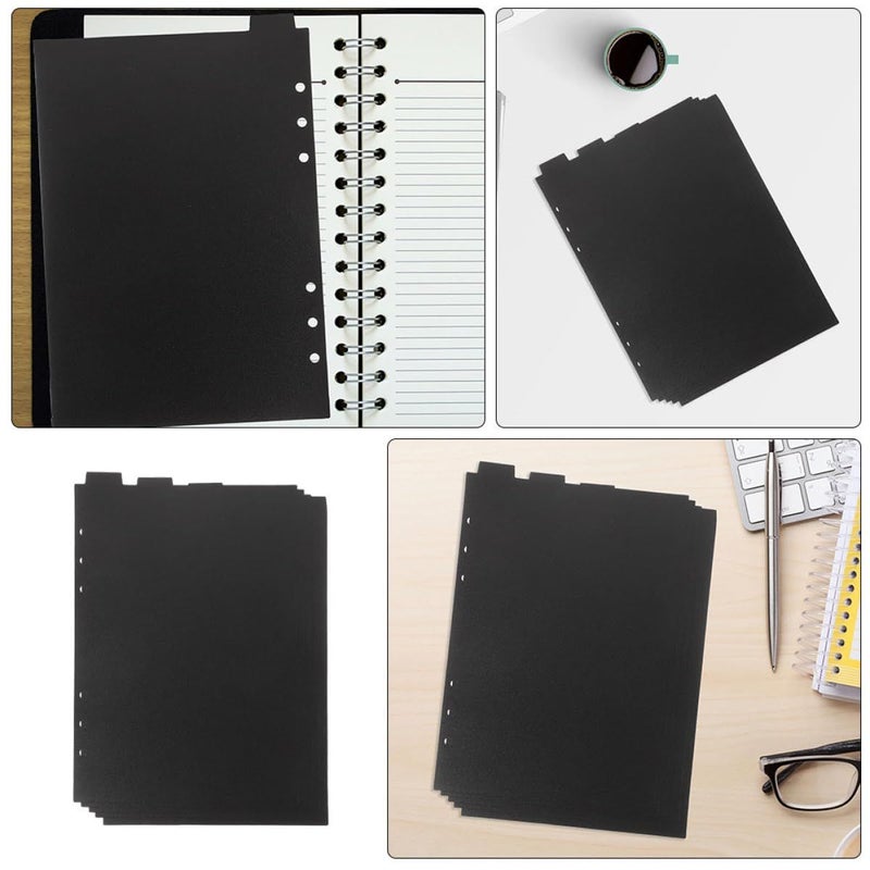 A5 6 Hole Loose Leaf Binder Dividers Page Markers Black Plastic Tabs with Index Pages 2 Sets - Image 5