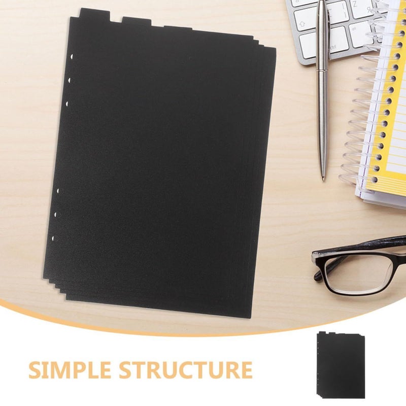 A5 6 Hole Loose Leaf Binder Dividers Page Markers Black Plastic Tabs with Index Pages 2 Sets - Image 4