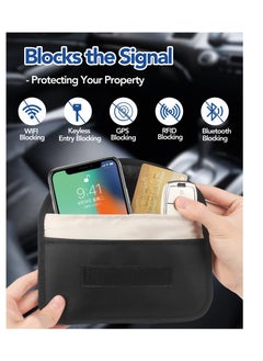 Excefore WJBB 2 Packs Signal Blocking Bag, GPS RFID Faraday Pouch, Anti-Spying Privacy Protection Phone Bag, for Phones Anti-Tracking (Black, 20cmx10.5cm)  - Image 2