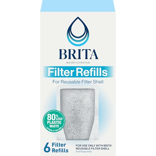 Brita Refillable Water Filter Refill Packs for Pitchers and Dispensers BPAFree 80 Less Plastic Each Lasts Two Months For Use with Refillable Shell Sold Separately 6 Filters - Image 1