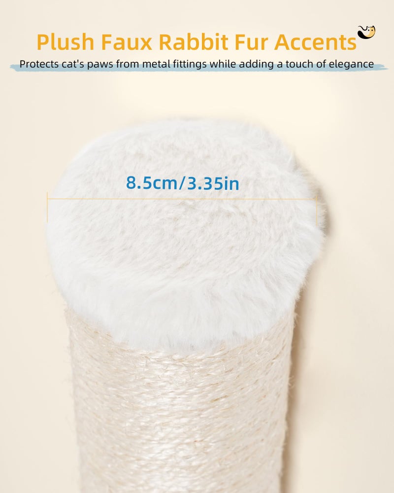 Aechonow 34'' Wall Cat Scratching Post, Wall Mounted Cat Scratcher Furniture for Indoor Active Cats, Tall Sisal Pole for Large Adult Cat Pet Climb Stretch Walk - Image 5