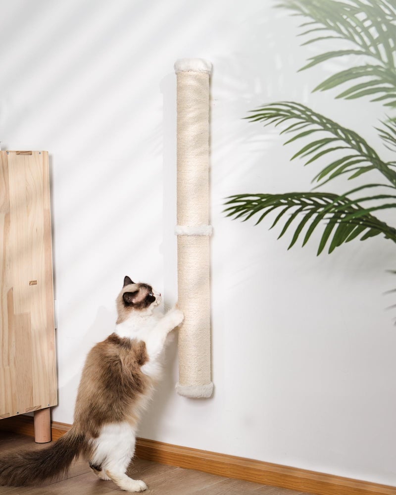 Aechonow 34'' Wall Cat Scratching Post, Wall Mounted Cat Scratcher Furniture for Indoor Active Cats, Tall Sisal Pole for Large Adult Cat Pet Climb Stretch Walk - Image 1
