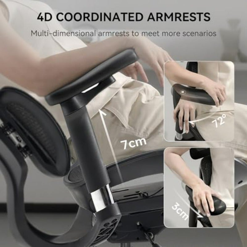 S100 Gaming Chair Ergonomic Office Chair 6D Dynamic Lumbar Support Adjustable Seat Depth Ultra Soft 3D Armrests Adjustable Backrest Home Office Chair Dark Black - Image 4