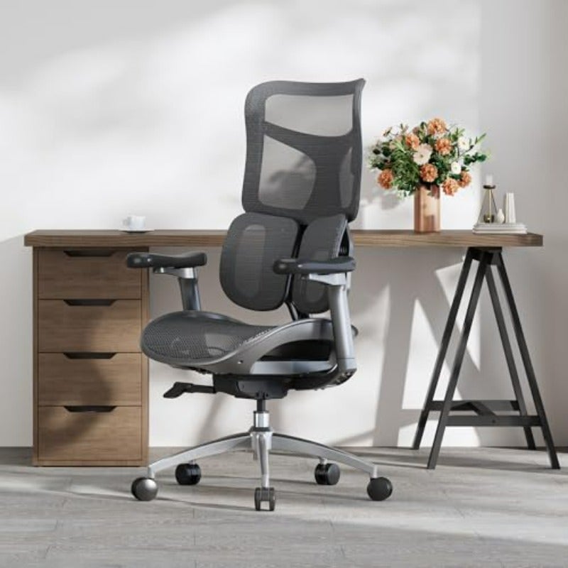 S100 Gaming Chair Ergonomic Office Chair 6D Dynamic Lumbar Support Adjustable Seat Depth Ultra Soft 3D Armrests Adjustable Backrest Home Office Chair Dark Black - Image 1