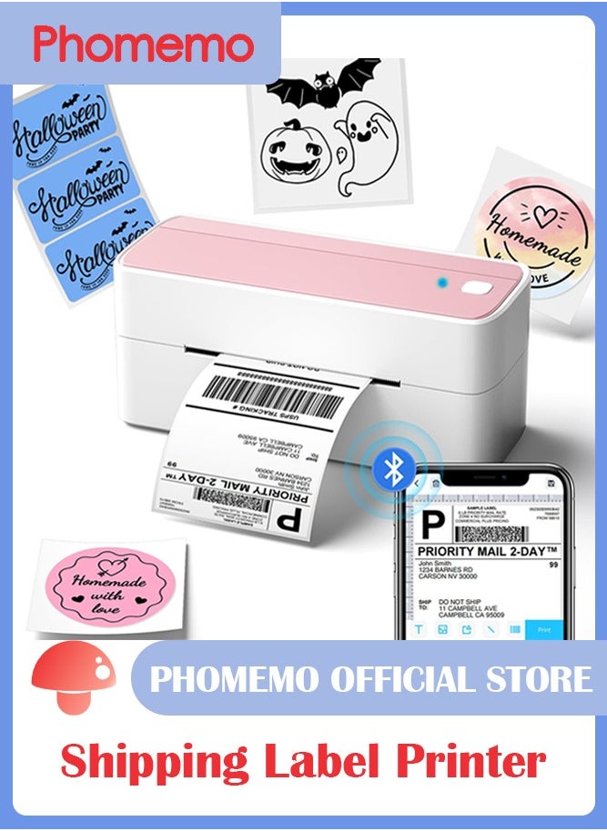 phomemo - 241-BT Bluetooth Thermal Label Printer, 4X6" Wireless Shipping Label Printer for Small Business, Label Printer for Shipping Packages, Compatible with iPhone, Android (Pink) - Image 1