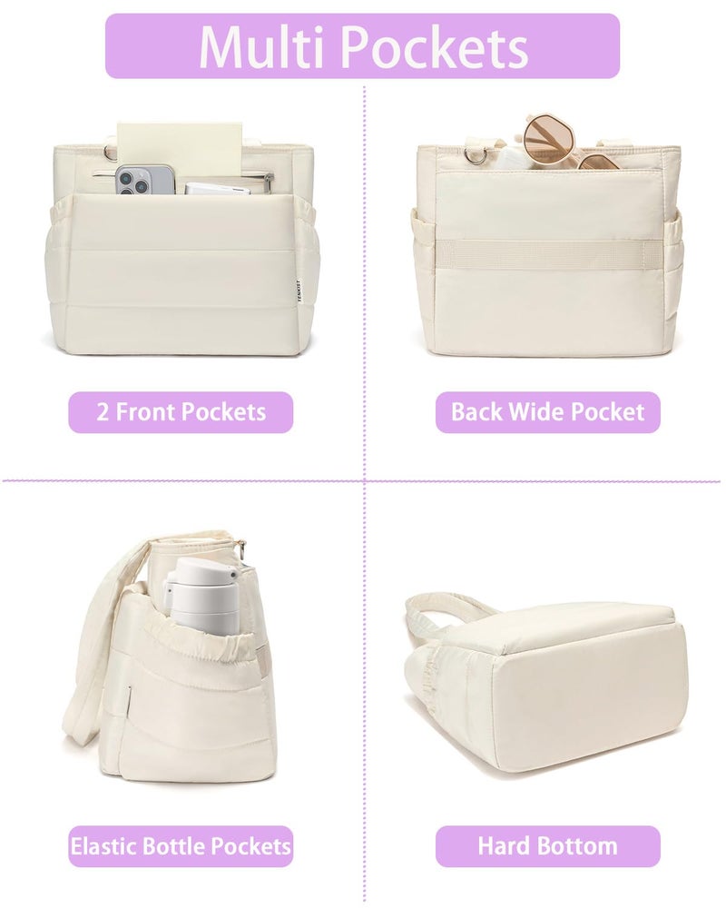 TENKIST Lunch Box Tote Bag - Versatile Soft Insulated Lunchbox for Women - Lightweight Stylish Simple Lunch Pail Reusable Large Cooler Bag for Adults Work Office Camping Picnic Travel Outdoor Trips White 10L - Image 2