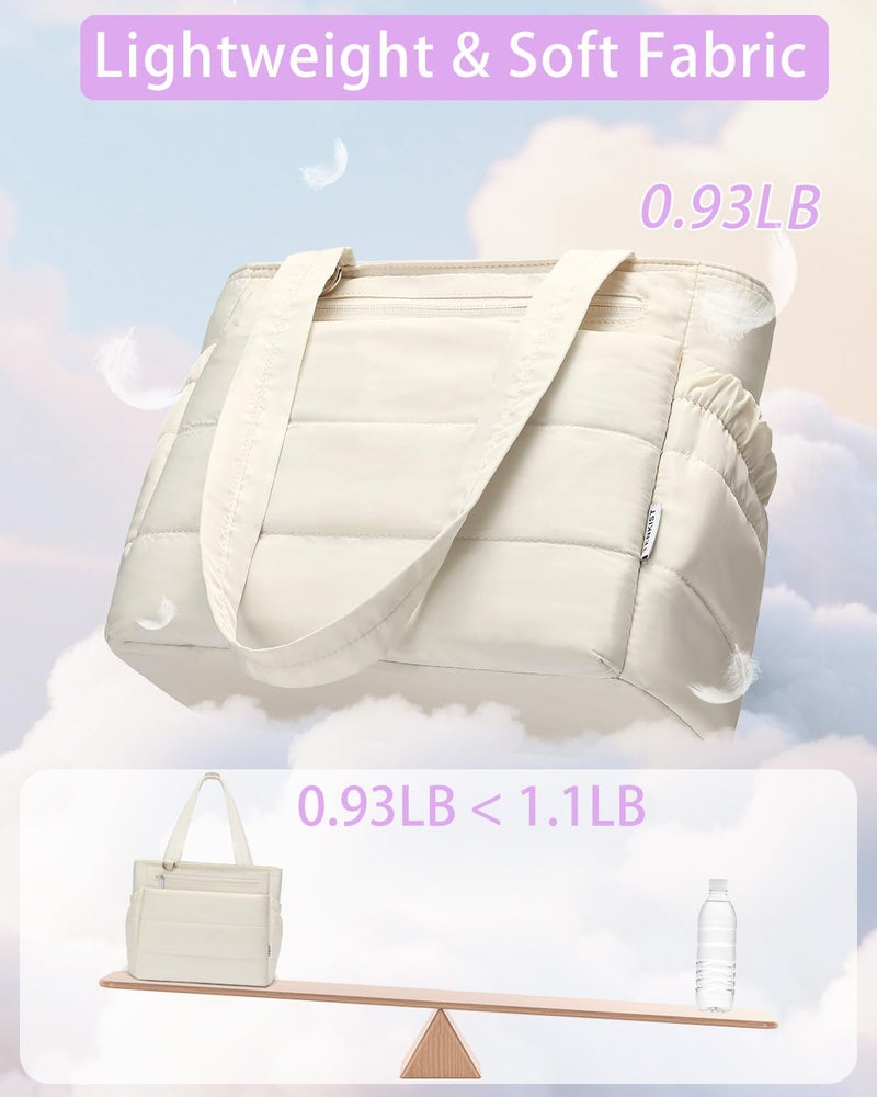 TENKIST Lunch Box Tote Bag - Versatile Soft Insulated Lunchbox for Women - Lightweight Stylish Simple Lunch Pail Reusable Large Cooler Bag for Adults Work Office Camping Picnic Travel Outdoor Trips White 10L - Image 4