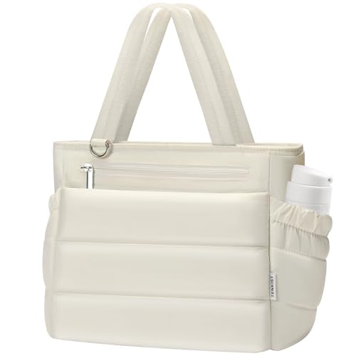 TENKIST Lunch Box Tote Bag - Versatile Soft Insulated Lunchbox for Women - Lightweight Stylish Simple Lunch Pail Reusable Large Cooler Bag for Adults Work Office Camping Picnic Travel Outdoor Trips White 10L - Image 1