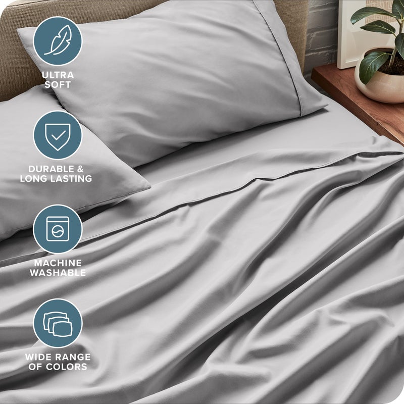 Bare Home California King Sheet Set - 1800 Ultra-Soft Microfiber Cal King Bed Sheets - Double Brushed - Deep Pockets - Easy Fit - 4 Piece Set - Bed Sheets (California King, Light Grey) - Image 4