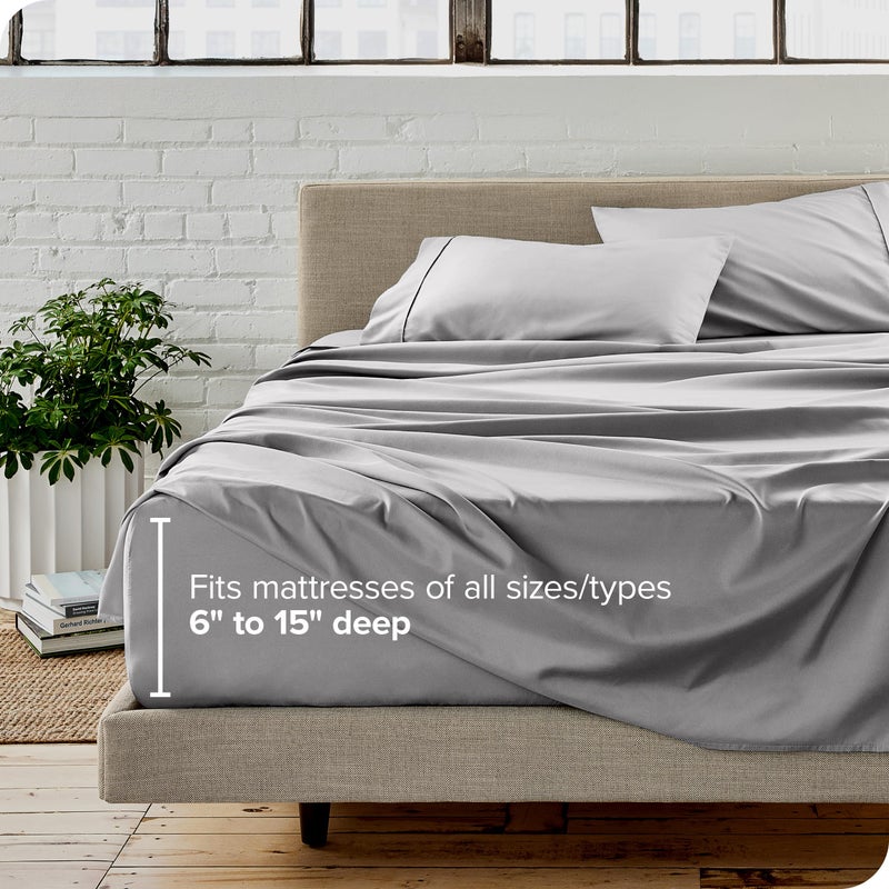 Bare Home California King Sheet Set - 1800 Ultra-Soft Microfiber Cal King Bed Sheets - Double Brushed - Deep Pockets - Easy Fit - 4 Piece Set - Bed Sheets (California King, Light Grey) - Image 5