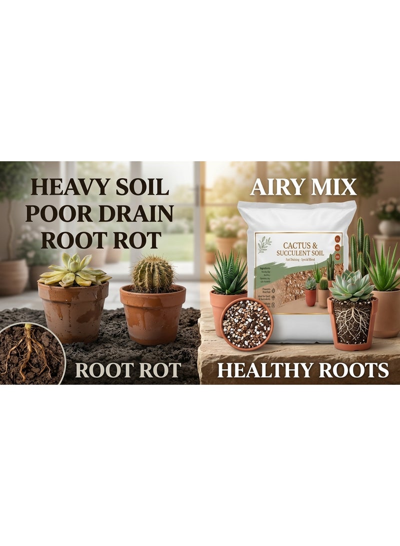 Premium Succulent & Cactus Potting Soil 100% Organic Ultra-Fast Drainage Growing Medium for Aloe Vera & Desert Plants Max Root Aeration - 5 L - Image 5