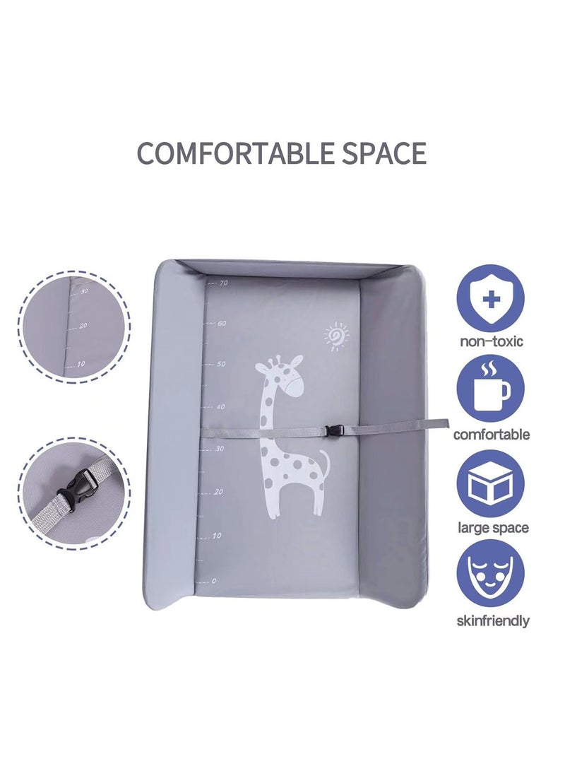 نادراب طاولة تغيير حفاضات للأطفال بعجلات، طاولات تغيير حفاضات قابلة للطي، محطة رعاية الأطفال القابلة للت adjustment بارتفاع 5 مستويات مع رف تخزين، طاولات تدليك للمواليد مع منظم حفاضات (رمادي) - Image 5