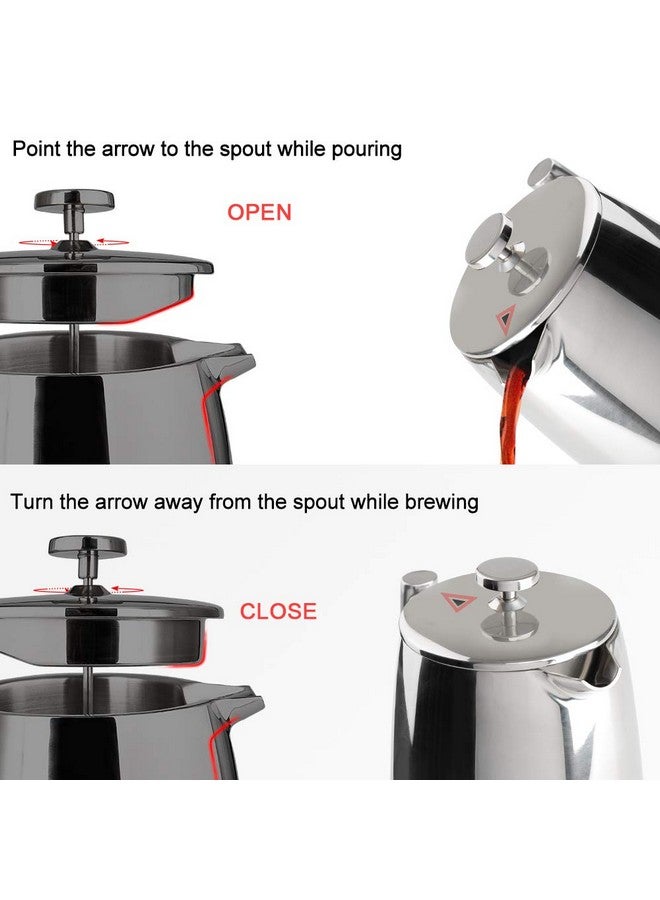 سيكورا ماكينة تحضير القهوة الفرنسية سيكيورا، 50 أونصة، مصنوعة من الفولاذ المقاوم للصدأ 304 مع شاشة إضافية - Image 3