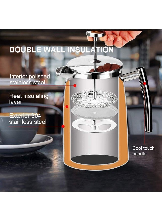 سيكورا ماكينة تحضير القهوة الفرنسية سيكيورا، 50 أونصة، مصنوعة من الفولاذ المقاوم للصدأ 304 مع شاشة إضافية - Image 4