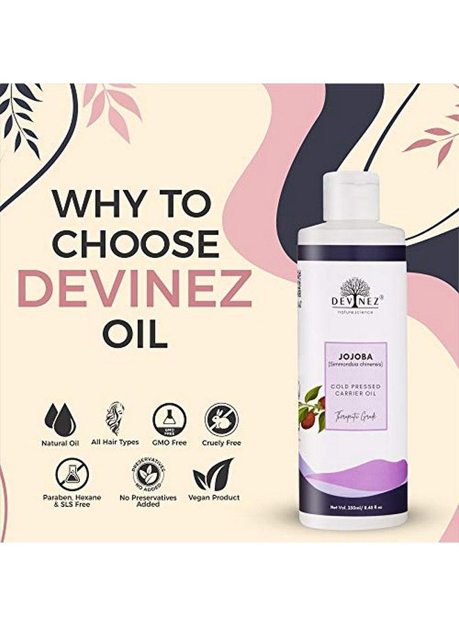 Devinez Jojoba Cold Pressed Oil 250Ml With Fliptop Cap And Hair Applicator 100% Pure Natural& Undiluted Virgin Cold Pressed Unrefined Exceptional Moistruizer For Skin Hair Scalp Nails Perfect - Image 3