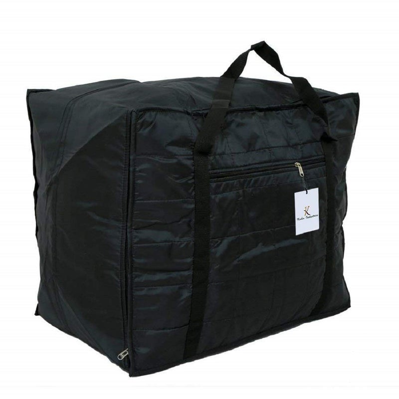 Kuber Industries Parachute Big Underbed Moisture Proof Storage Bag with ZippeBlack Closure and Handle Black - Image 5
