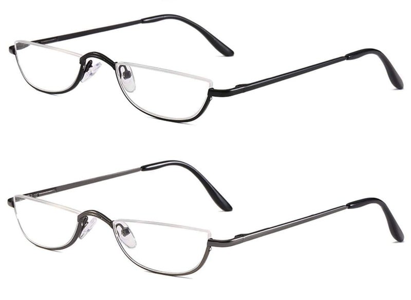 Viseng 2 Pairs Half Frame Reading Glasses for Women Men Slim Half Moon Lens Readers Metal Semi Rimless eyewear +2.0 - Image 3