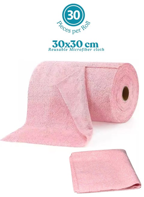 30 ورقة من مناديل التنظيف القابلة لإعادة الاستخدام من الألياف الدقيقة - قطع مناشف قابلة للغسل، فائقة الامتصاص، خالية من الوبر، لفافة مناديل مطبخ متعددة الاستخدامات للتنظيف