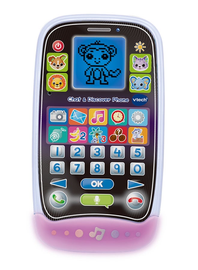 vtech Chat & Discover Toy Phone with Light-Up Screen, Games & Learning Apps for Toddlers - Image 2