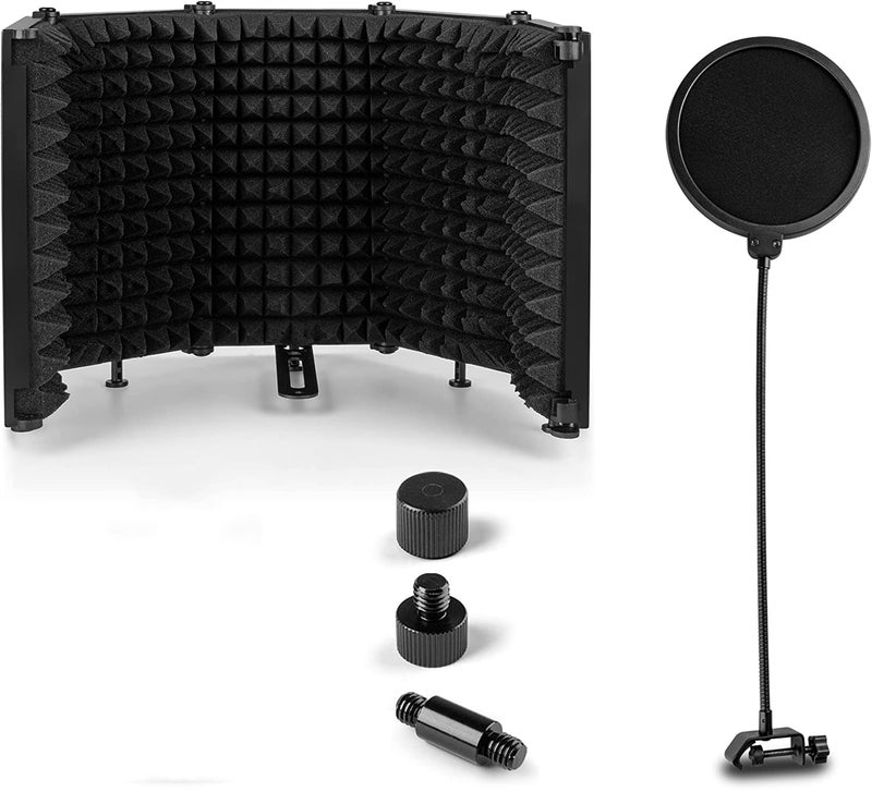 IMAGINEA 5-Panel Microphone Isolation Shield - Mic Isolation Shield with Pop Filter & - Microphone Accessories for Recording, Studio, Podcasts, Singing, and Broadcasting - Image 1