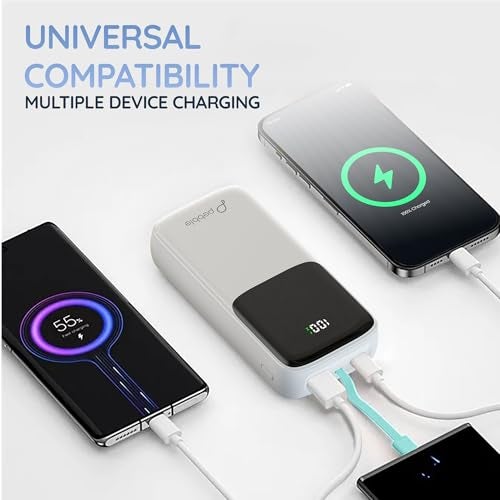 Pebble Rapid Electra20 22.5W Ultra Fast Charging Power Bank | 20000mAh | QC & PD | Inbuilt Cable | Digital Display | Type-C & USB-A Ports | Multi-Device Charging | Advanced Protection - Grey - Image 5