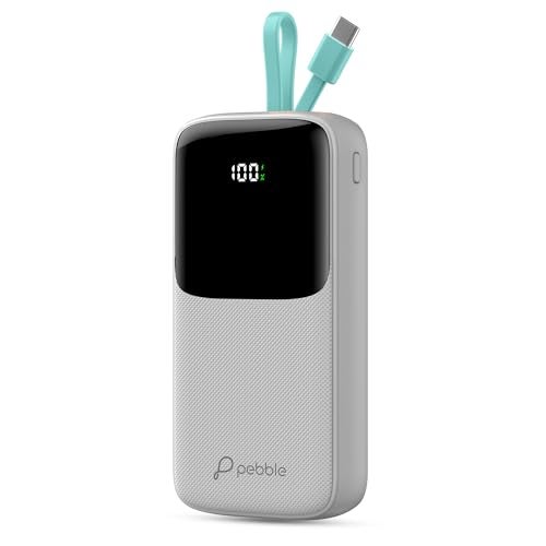 Pebble Rapid Electra20 22.5W Ultra Fast Charging Power Bank | 20000mAh | QC & PD | Inbuilt Cable | Digital Display | Type-C & USB-A Ports | Multi-Device Charging | Advanced Protection - Grey - Image 1