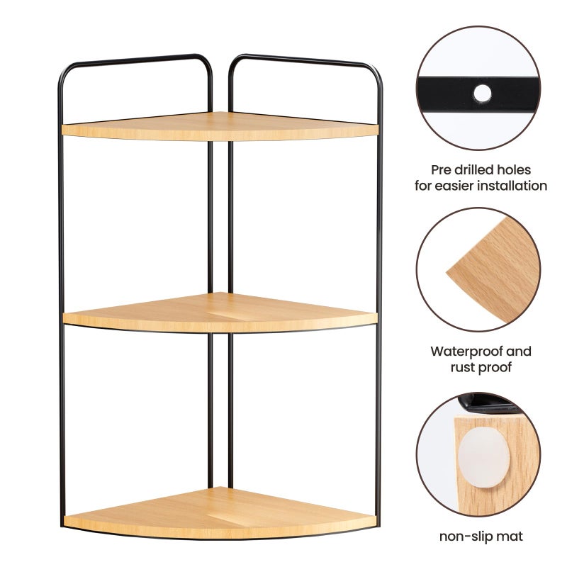 Forest Angle Bathroom Counter Organizer,Countertop Organizer,Vanity Organizers,Bathroom Storage,Bathroom Sink Caddy,Counter Shelf,Corner Counter,Corner Shelves(Black-Burlywood) - Image 2