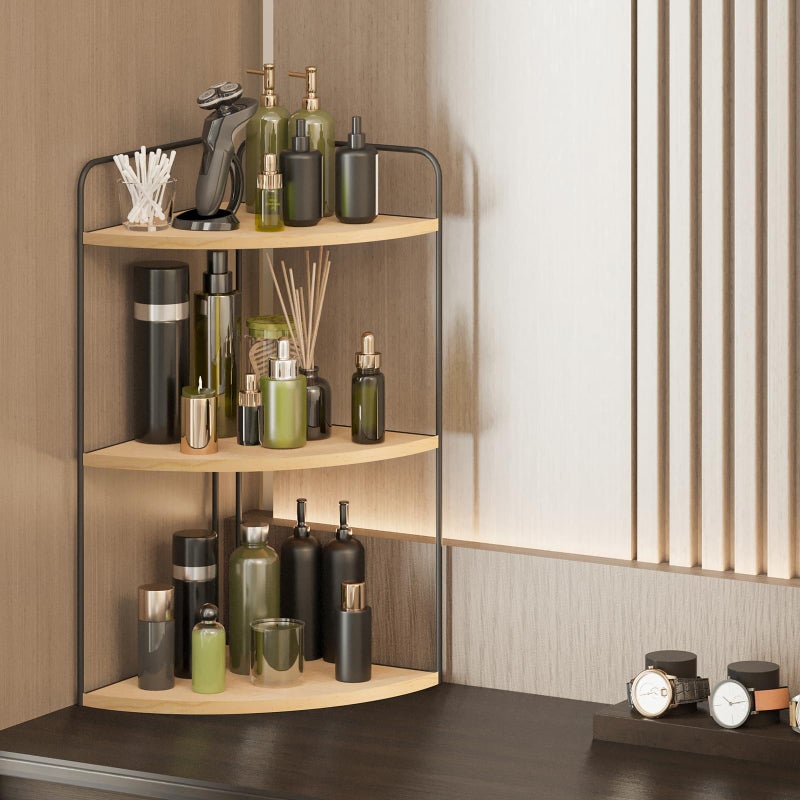 Forest Angle Bathroom Counter Organizer,Countertop Organizer,Vanity Organizers,Bathroom Storage,Bathroom Sink Caddy,Counter Shelf,Corner Counter,Corner Shelves(Black-Burlywood) - Image 5