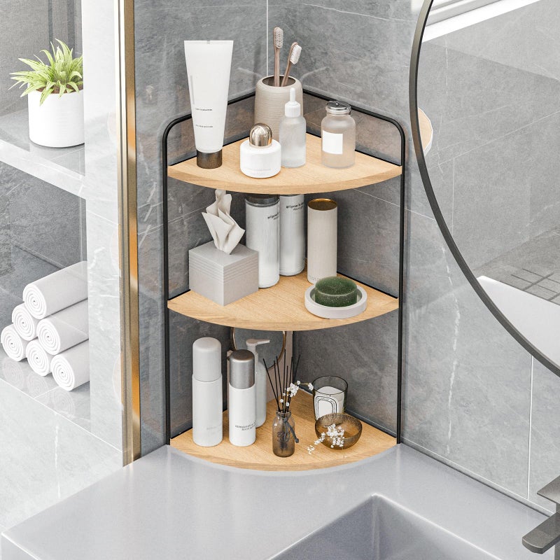 Forest Angle Bathroom Counter Organizer,Countertop Organizer,Vanity Organizers,Bathroom Storage,Bathroom Sink Caddy,Counter Shelf,Corner Counter,Corner Shelves(Black-Burlywood) - Image 3