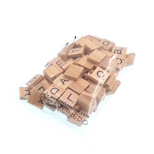 RayLineDo® 100X Wooden Scrabble Tiles Letter Alphabet Scrabbles Number Crafts English Words Lowercase Mixed - Image 3