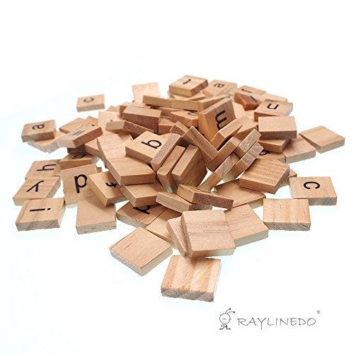 RayLineDo® 100X Wooden Scrabble Tiles Letter Alphabet Scrabbles Number Crafts English Words Lowercase Mixed - Image 2