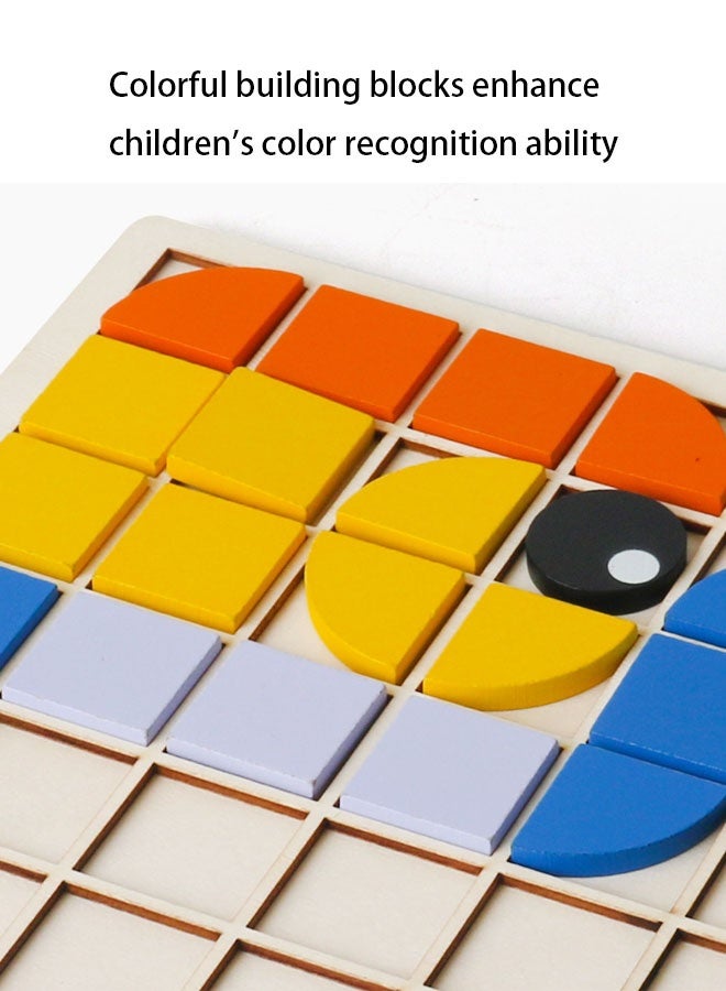 Mosaic 3D Blocks Puzzle, Wooden Pattern Blocks with Reference Cards, Children's Tabletop Game, Classic Early Educational Geometric Shape Puzzle Toys for Kids Ages 3+ - Image 5