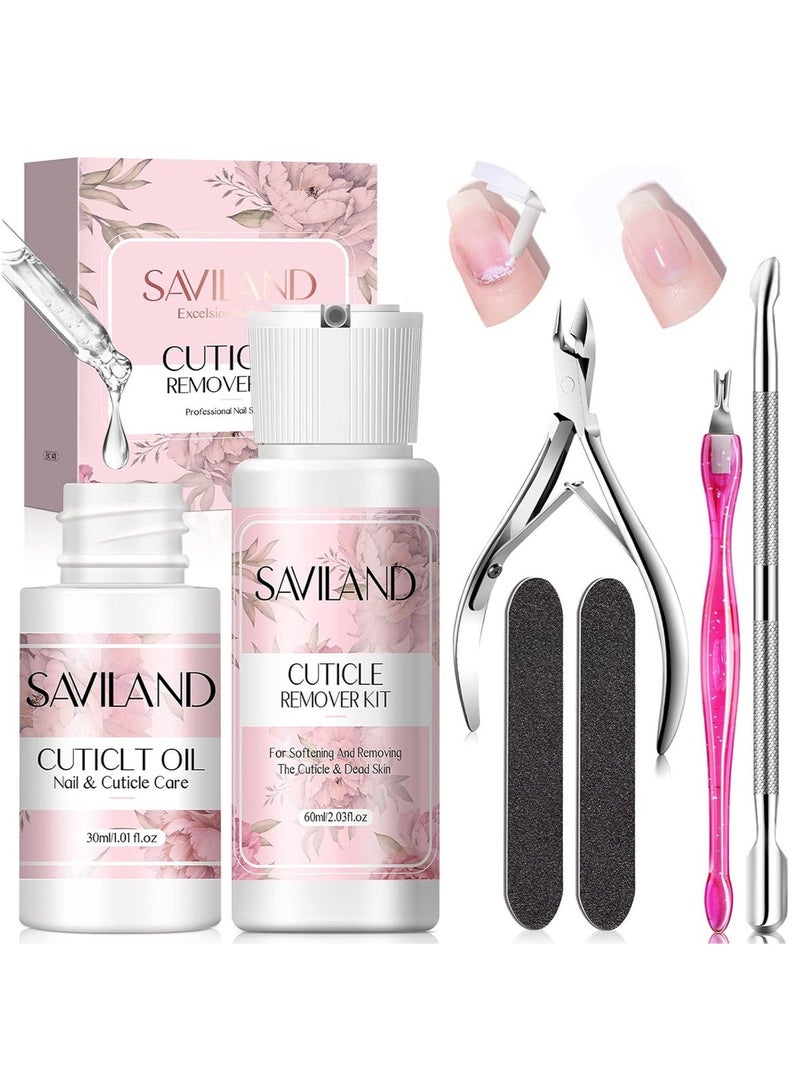 Saviland Cuticle Remover Kit, Professional Nail Care System for Soft and Smooth Cuticles - Image 1