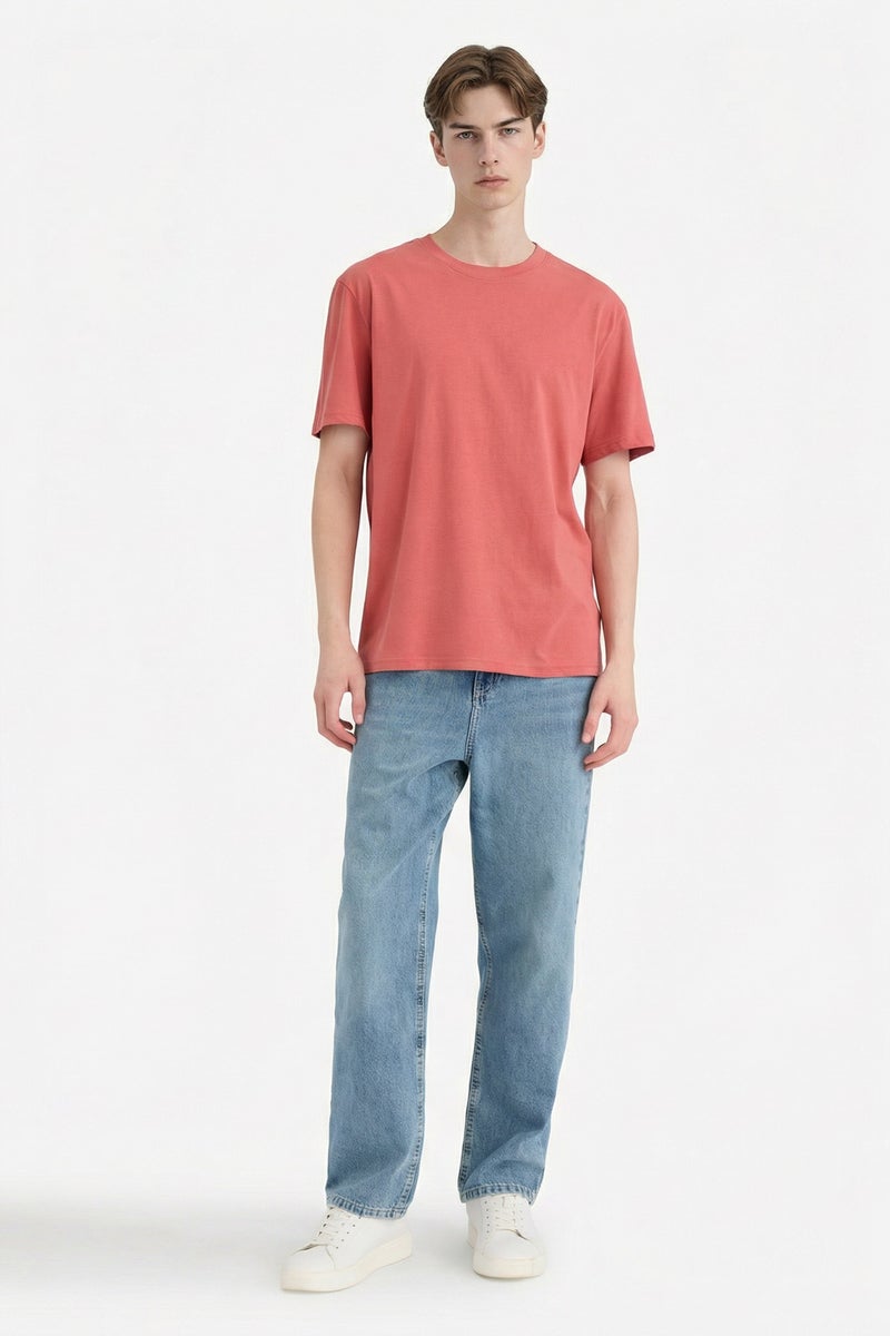 DeFacto Pink Man Cotton Basic T-Shirt Casual - Image 2