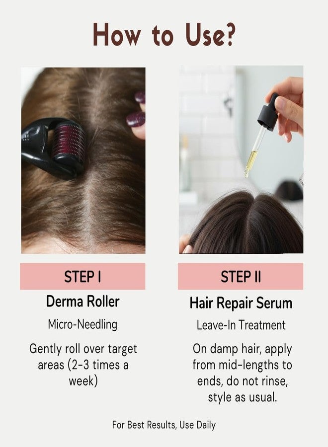 Coco Crush Hair Repair Leave-In Serum & Derma Roller Combo | Repairs Damage, Reduces Frizz, Boosts Shine & Improves Serum Absorption | For Men & Women (15ML+ROLLER) - Image 5