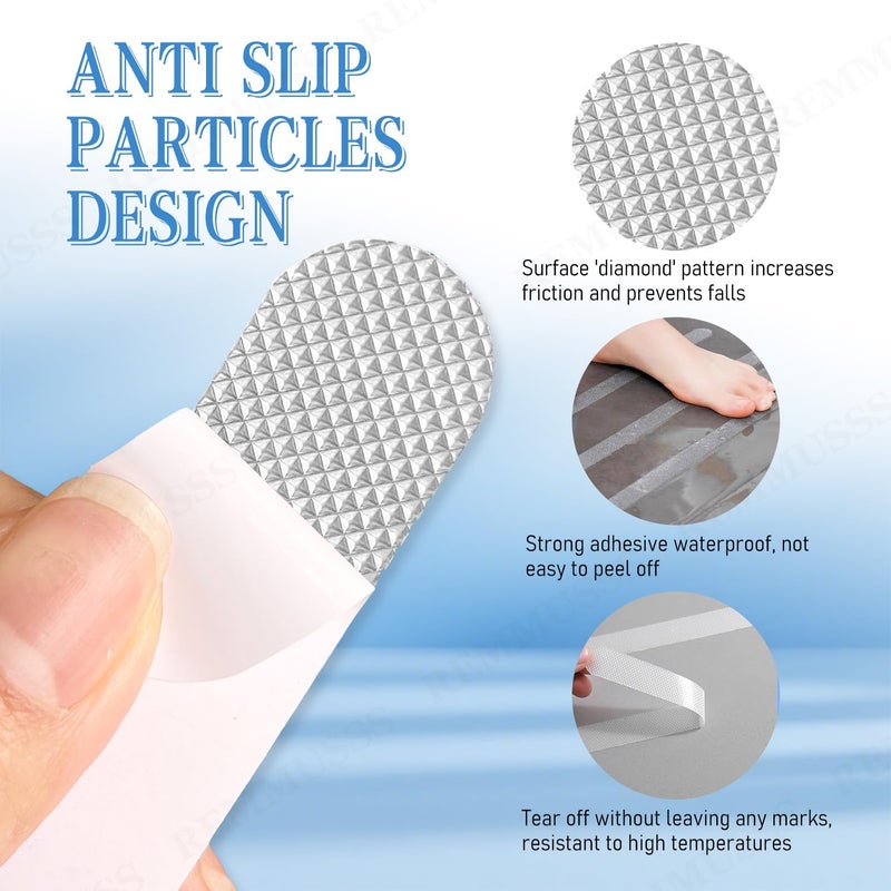REMMUSSS Pack of 36 Non-Slip Stickers, Safety Strips, Non-Slip Bath Stickers, Self-Adhesive Non-Slip Stickers, for Bathrooms, Bathtubs, Showers, Stairs, Colourless, 20 x 2 cm - Image 3