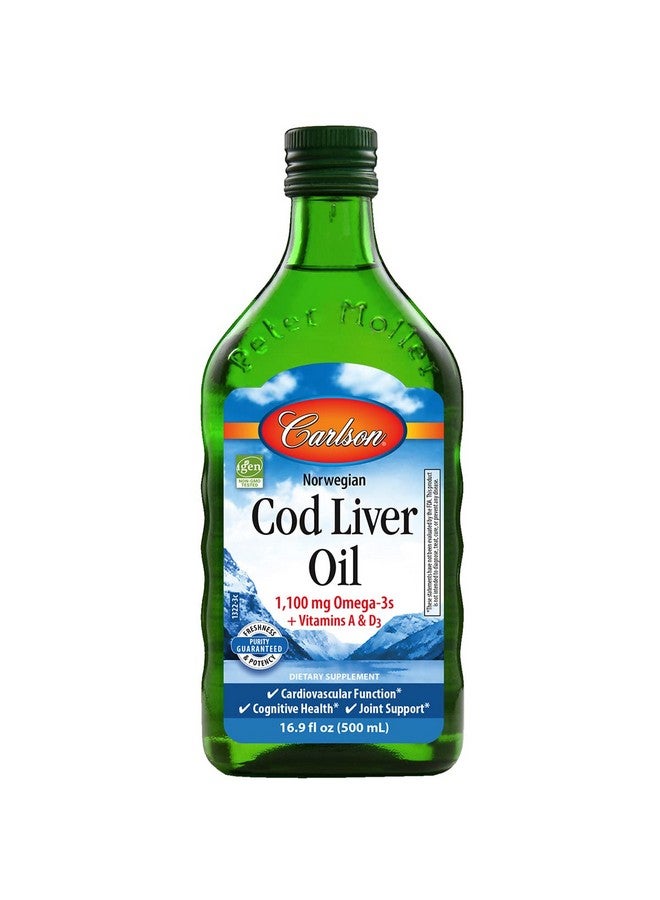 Carlson زيت كبد السمك 1100 ملغ أوميغا 3 بالإضافة إلى فيتامينات أ ود3 زيت كبد سمك القد النرويجي البري مستخرج بشكل مستدام زيت السمك الشمالي سائل غير منكه 500 مل (16.9 أونصة سائلة) - Image 1