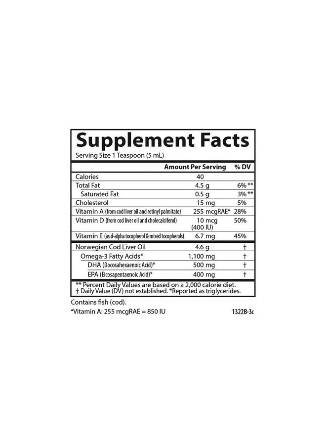 Carlson زيت كبد السمك 1100 ملغ أوميغا 3 بالإضافة إلى فيتامينات أ ود3 زيت كبد سمك القد النرويجي البري مستخرج بشكل مستدام زيت السمك الشمالي سائل غير منكه 500 مل (16.9 أونصة سائلة) - Image 4