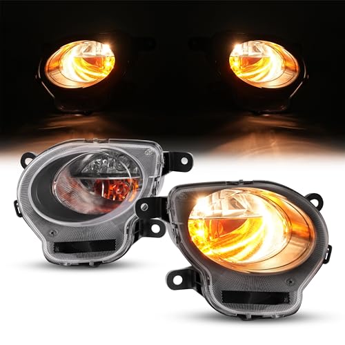 HECASA Pair Turn Signal Light Compatible with 20122019 Fiat 500 Not Fit for Abarth Turn Signal Lamp WBulb Replacement for FI2532100 FI2533100 5182461AC 5182460AC Clear LensBlack Housing