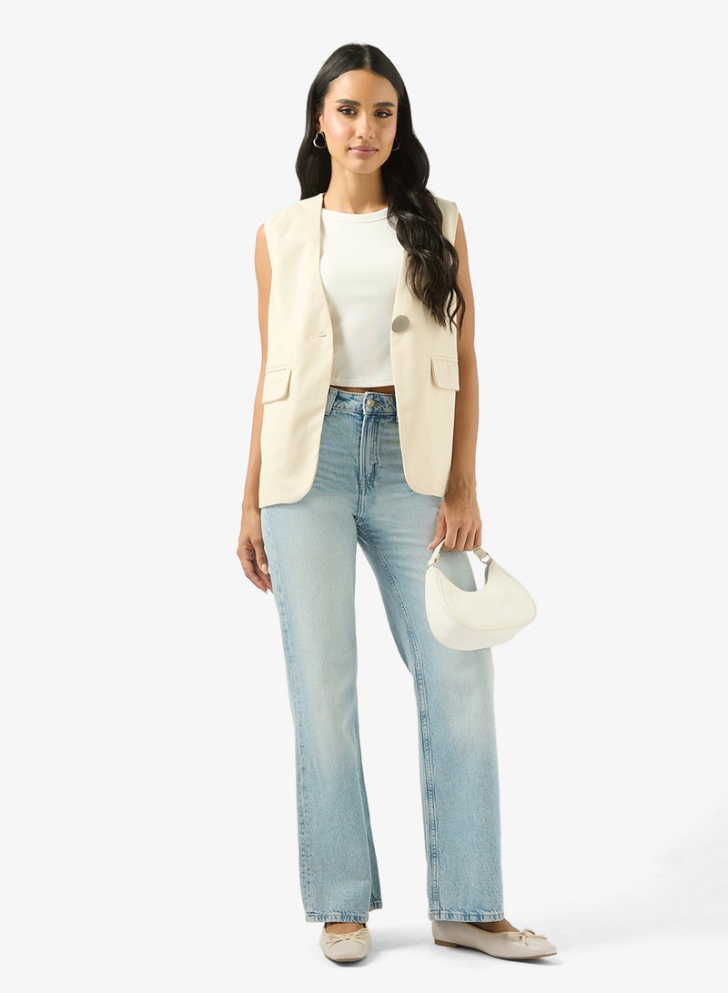 Ginger Longline Button Up Vest with Pocket Detail - Image 4