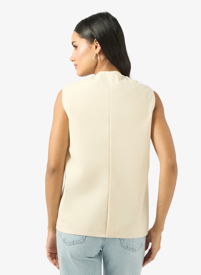 Ginger Longline Button Up Vest with Pocket Detail - Image 2