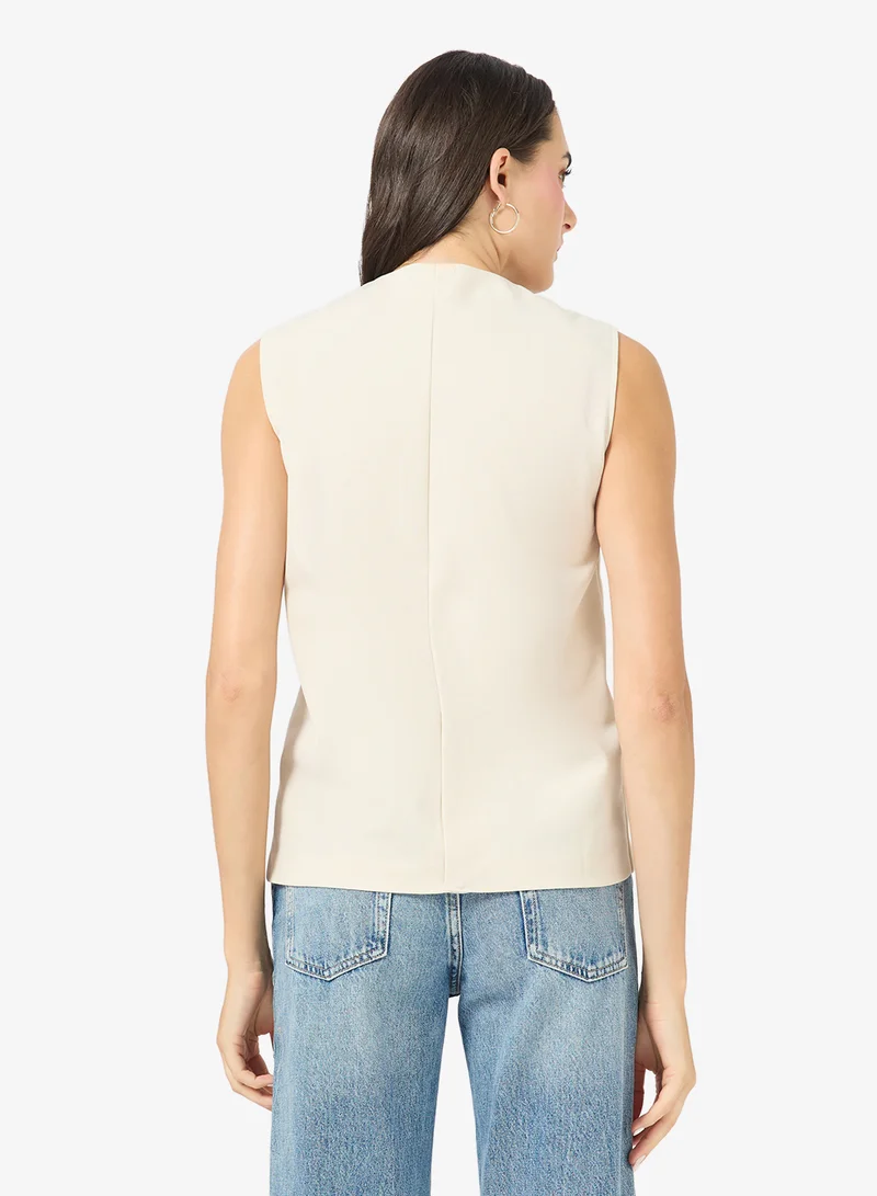 Ginger Longline Button Up Vest with Pocket Detail