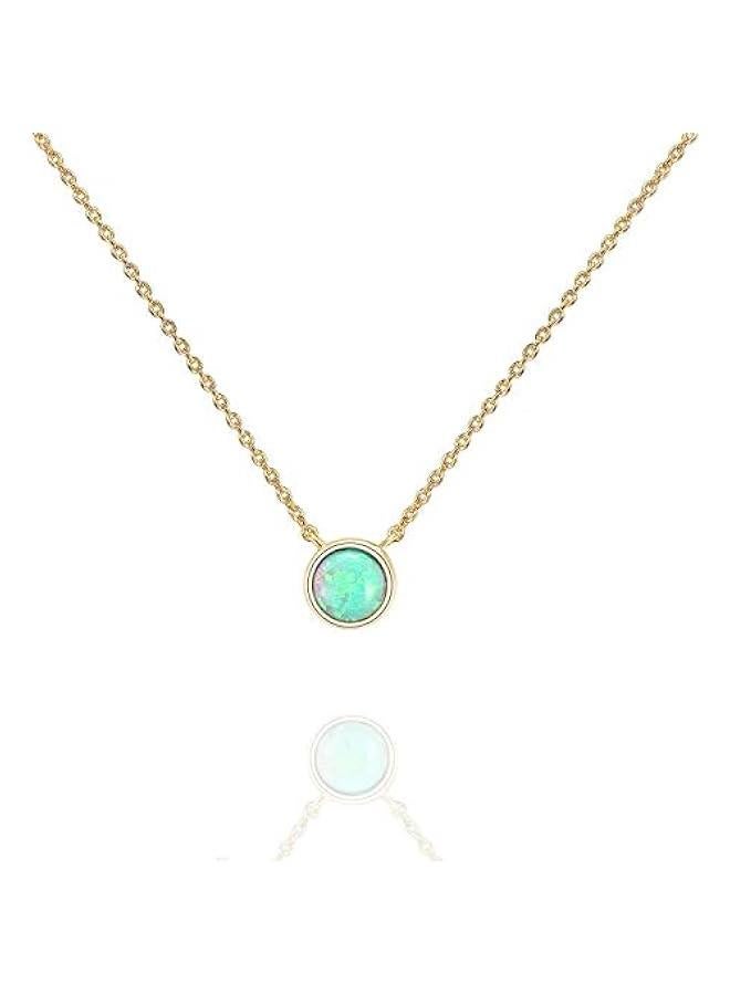 PAVOI 14K Gold Plated Opal Pendant Necklaces for Women | Created Opal Cubic Zirconia Dainty Necklace | erfly Round Triangle Antler Bar Pendants - Image 1