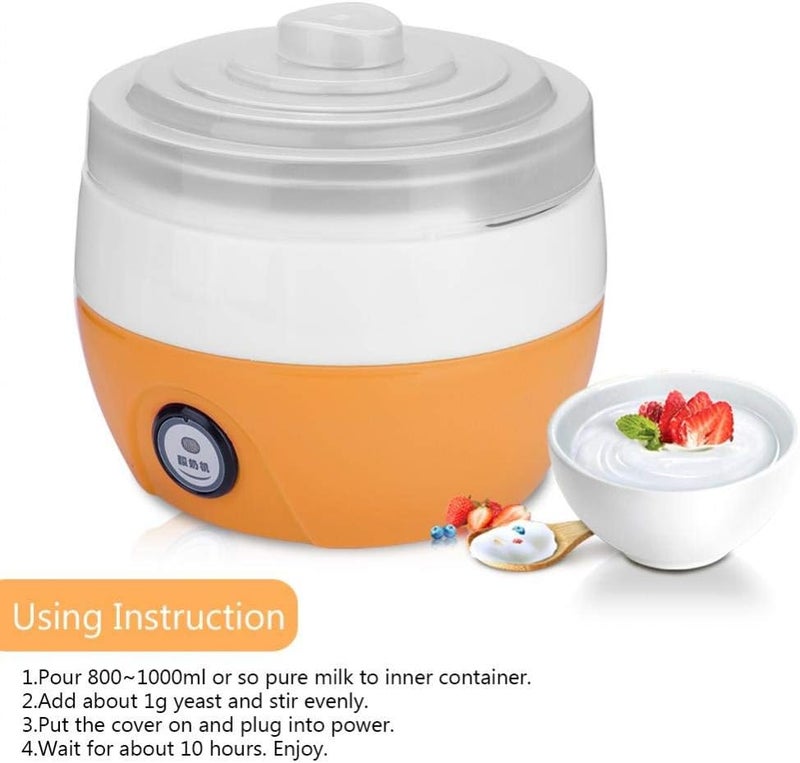 woobles آلة الزبادي الرقمية 1 لتر من الفولاذ المقاوم للصدأ، صانع الزبادي DIY، لحمام المطبخ (برتقالي) - Image 4