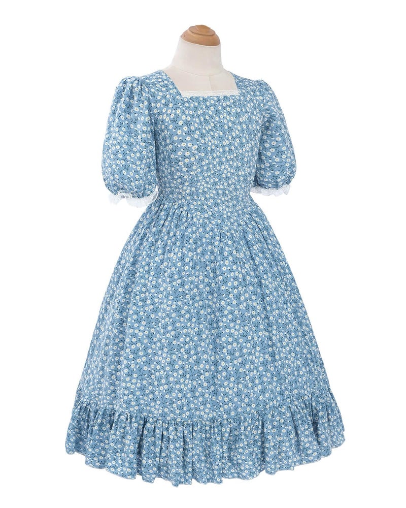 Nuoqi Pioneer Dresses for Girls Prairie Girl Dress Colonial Girl Costume 4-5, Blue - Image 2