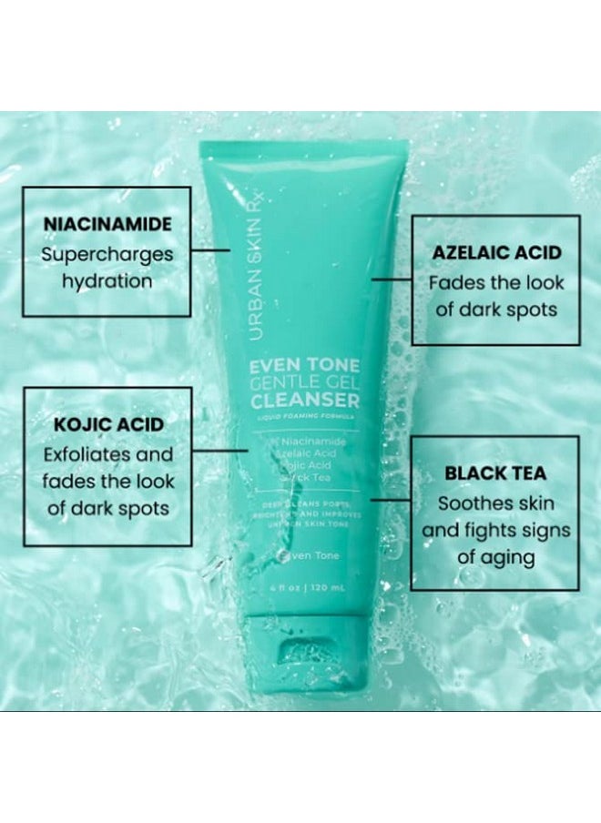 Urban Skin Rx Even Tone Gentle Gel Cleanser Improves The Look Of Dark Spots Brightens And Deep Cleans Foaming Daily Cleanser With Kojic Acid Azelaic Acid Niacinamide And Black Tea 4 Fl Oz  - Image 2