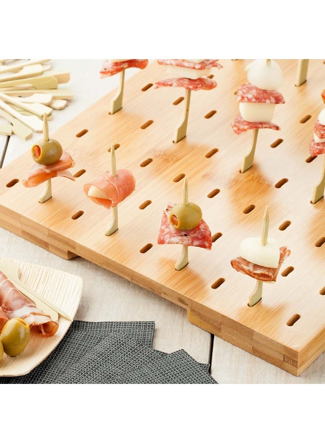 Restaurantware حامل أسياخ الطعام من الخيزران المستطيل 14" × 10" : مثالي لحفلات الكوكتيل وفعاليات تقديم الطعام - حامل أسياخ قابل للتحلل - 90 فتحة - 1-CT - Image 3