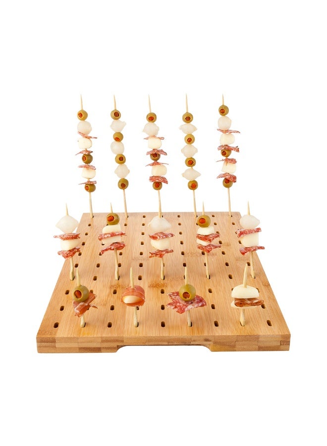 Restaurantware حامل أسياخ الطعام من الخيزران المستطيل 14" × 10" : مثالي لحفلات الكوكتيل وفعاليات تقديم الطعام - حامل أسياخ قابل للتحلل - 90 فتحة - 1-CT - Image 2